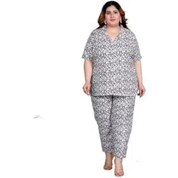 kalavisha Latest Printed Shirt Style Cotton Night Suit for Women with Extra Plus Size-picture-50