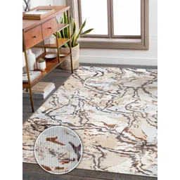 Kaleen India Beige Abstract Anti-Skid Polyester Carpet-picture-27