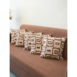 Kaleen India Beige & Brown Set of 5 Geometric Square Cushion Covers-picture-16