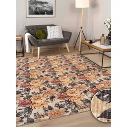 Kaleen India Beige Floral Anti-Skid Polyester Carpet-picture-28