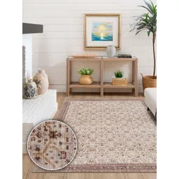 Kaleen India Beige Traditional Anti-Skid Polyester Carpet-picture-19