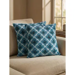 Kaleen India Blue Set of 2 Geometric Square Cushion Covers-picture-32