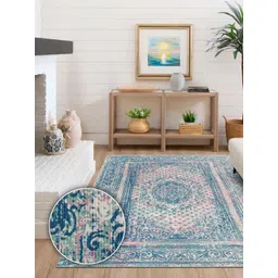 Kaleen India Blue Traditional Anti-Skid Polyester Carpet-picture-17