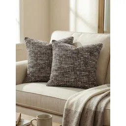 Kaleen India Brown Set of 2 Geometric Square Cushion Covers-picture-12