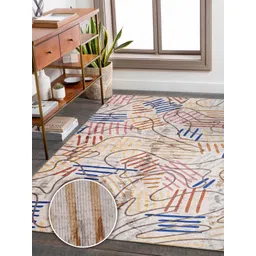 Kaleen India Coffee Brown Abstract Anti-Skid Polyester Carpet-picture-25