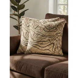 Kaleen India Coffee Brown Set of 2 Abstract Square Cushion Covers-picture-29
