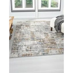 Kaleen India Grey Polyester Abstract Anti-Skid Carpets-picture-39