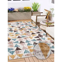 Kaleen India Navy Blue Geometric Anti-Skid Polyester Carpet-picture-12