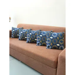 Kaleen India Navy Blue Set of 5 Geometric Square Cushion Covers-picture-22