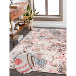 Kaleen India Red Abstract Anti-Skid Polyester Carpet-picture-28