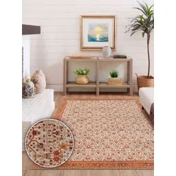 Kaleen India Yellow Traditional Anti-Skid Polyester Carpet-picture-32