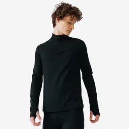 kalenji Men's Warm Long-Sleeved Zip Running T-Shirt - KIPRUN Run 100 Warm - Black-picture-13