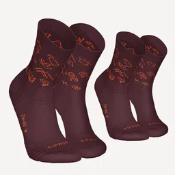 kalenji Running socks Run500 Thick and Mid-Calf - Pack of 2 - Burgundy-picture-25