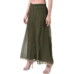 Kalidaar Dobby Georgette Palazzo with Lycra Lining for Women (FZ_Dobby_Plazo_Moss_GREN_PT)-picture-41