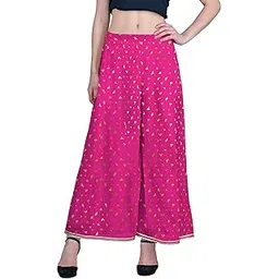 Kalidaar Georgette Foil Palazzo with Lycra Lining for Women (FZ_Foil_Plazo_Magenta_Duck_PT)-picture-11