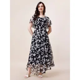 KALINI Abstract Printed Flutter Sleeves Maxi Dress-picture-13