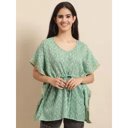 KALINI Abstract Printed Kimono Sleeve Kaftan Top-picture-28