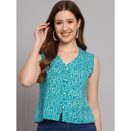 KALINI Abstract Printed V-Neck Sleeveless Cotton Regular Top-picture-11