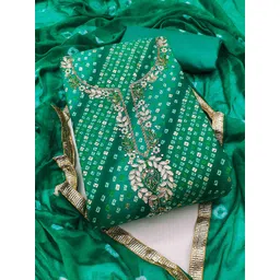 KALINI Bandhani Printed Beads And Stones Unstitched Dress Material image 4