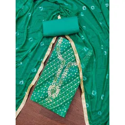 KALINI Bandhani Printed Beads And Stones Unstitched Dress Material image 1