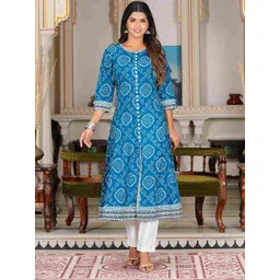 KALINI Bandhani Printed Cotton A-Line Kurta-picture-30