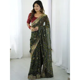 KALINI Bandhani Printed Embroidered Pure Georgette Saree-image-23