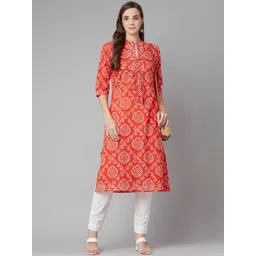 KALINI Bandhani Printed Gotta Patti Detailed Cotton Straight Kurta-picture-38