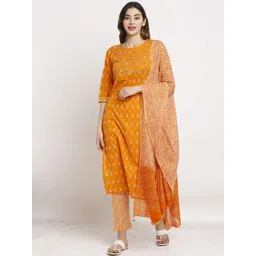 KALINI Bandhani Printed Gotta Patti Pure Cotton Straight Kurta with Trousers & Dupatta-picture-33