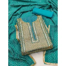 KALINI Bandhani Printed Sequined Chanderi Silk Unstitched Dress Material-picture-21