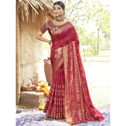 KALINI Bandhani Zari Silk Blend Bandhani Saree-picture-16