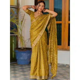 KALINI Bandhani Zari Silk Blend Bandhani Saree-picture-14
