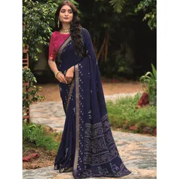 KALINI Bandhani Zari Silk Blend Bandhani Saree-picture-15
