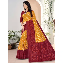 KALINI Batik Printed Pure Cotton Ikat Saree-image-14