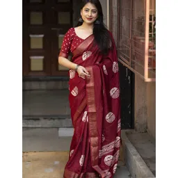 KALINI Batik Printed Saree with Blouse Piece-image-5