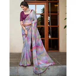 KALINI Beads and Stones Poly Chiffon Designer Bagru Saree-picture-23