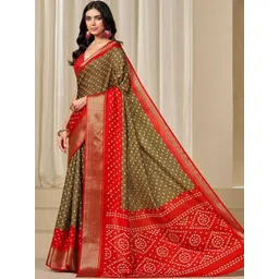 KALINI Beige Silk Blend Printed Sarees-picture-42