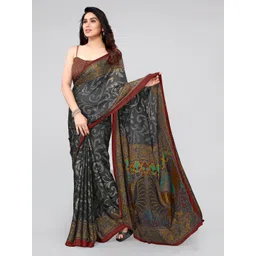 KALINI Black & Red Floral Printed Saree-picture-30