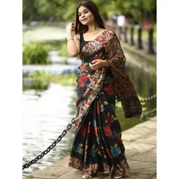 KALINI Black Poly Georgette Printed Sarees-picture-41