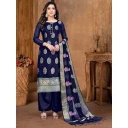 KALINI Blue & Blue Unstitched Dress Material-picture-12