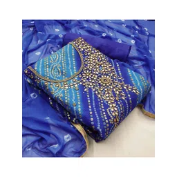 KALINI Blue & White Printed Unstitched Dress Material-picture-34