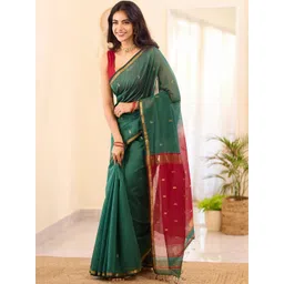 KALINI Blue Silk Blend Woven Design Sarees image 3