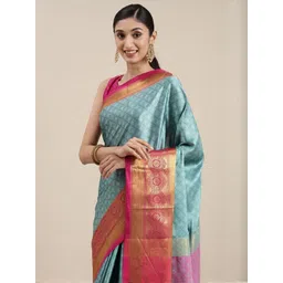 KALINI Blue Silk Cotton Woven Design Sarees-picture-12