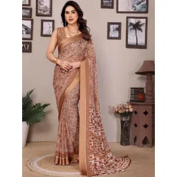 KALINI Brown Satin Printed Sarees-picture-22