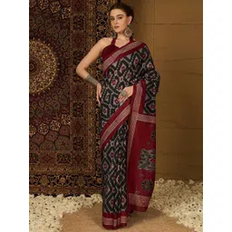 KALINI Checked Silk Cotton Designer Ikat Saree-picture-20