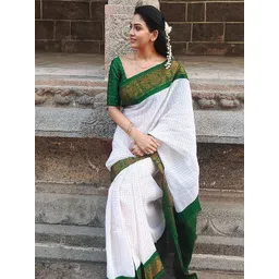 KALINI Checked Woven Design Banarasi Saree-picture-13