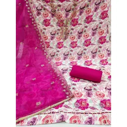 KALINI Cotton Blend Multi Embellished Dress Material-picture-11