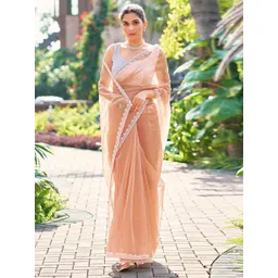 KALINI Embellished Beads and Stones Net Muga Saree-picture-14