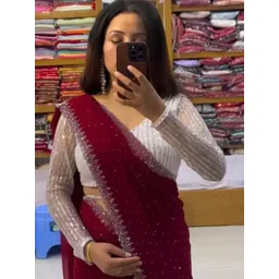 KALINI Embellished Beads and Stones Pure Georgette Saree-picture-16