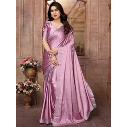 KALINI Embellished Beads and Stones Satin Saree image 1