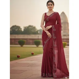 KALINI Embellished Border Beads and Stones Georgette Saree With Blouse Piece-picture-38